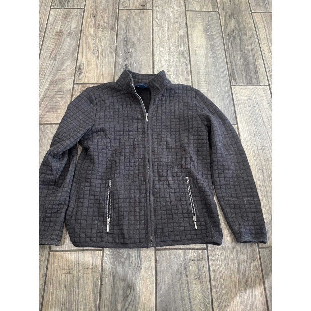 Karen Scott Sport Women's Quilted Full Zip Activewear Jacket Dark Gray Size S